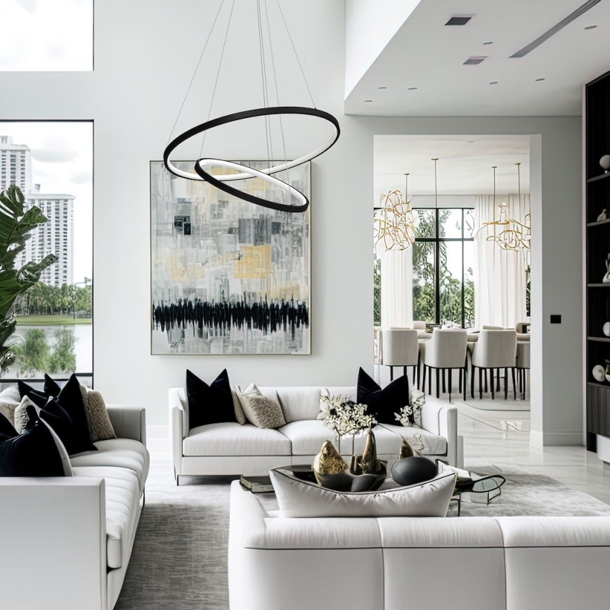 Світлодіодна підвісна люстра HOOP LED/51W/230V діаметр 60 см 4000K чорний