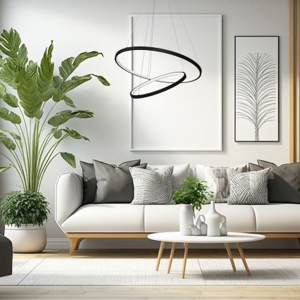 Світлодіодна підвісна люстра HOOP LED/51W/230V діаметр 60 см 4000K чорний