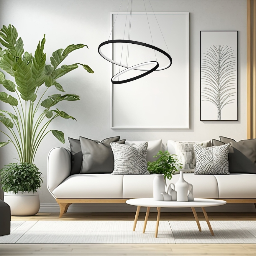 Світлодіодна підвісна люстра HOOP LED/51W/230V діаметр 60 см 4000K чорний