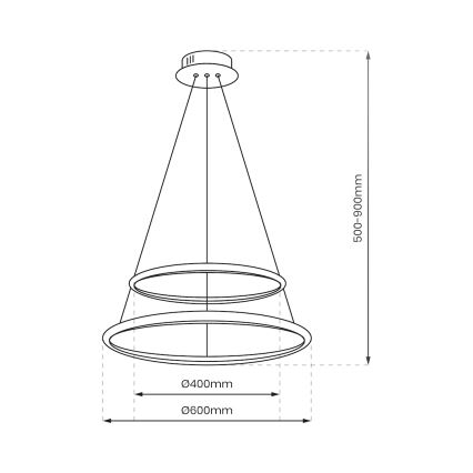 Світлодіодна підвісна люстра HOOP LED/51W/230V діаметр 60 см 4000K чорний
