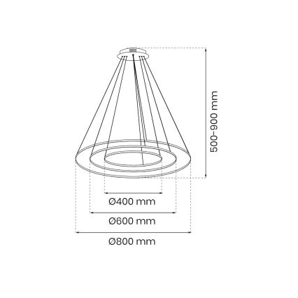 Світлодіодна підвісна люстра HOOP LED/93W/230V діаметр 60 см 4000K чорний