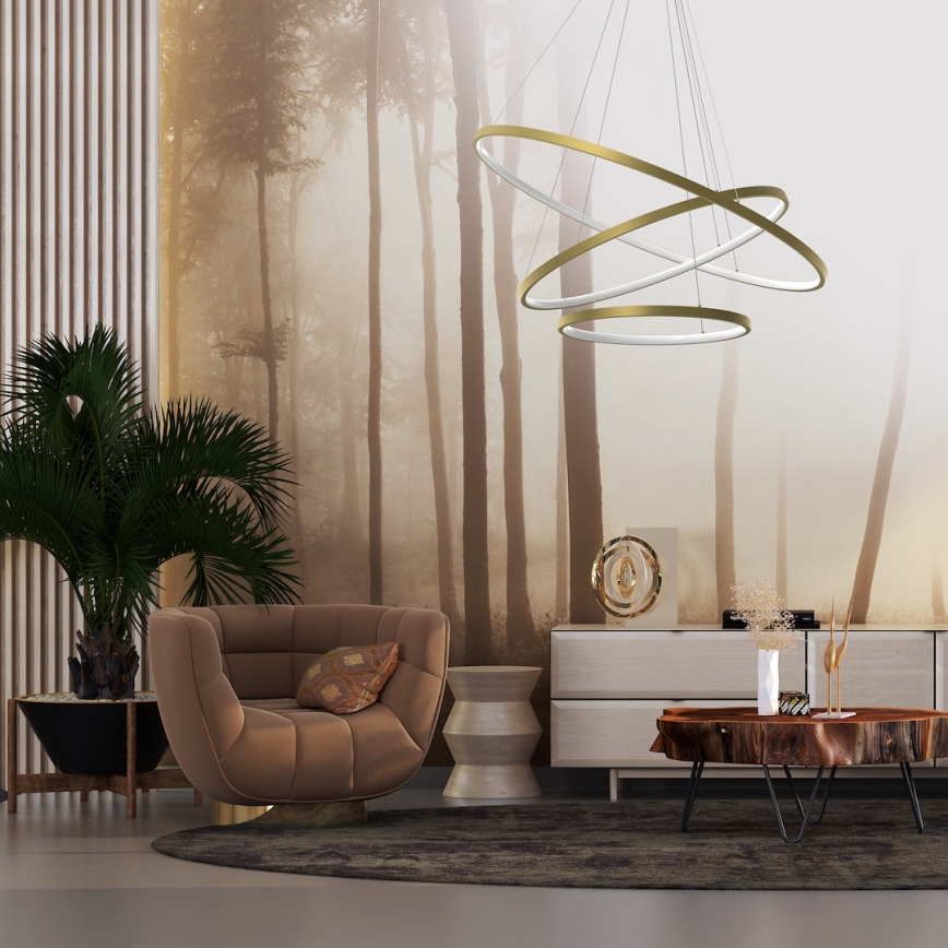 Світлодіодна підвісна люстра HOOP LED/93W/230V діаметр 80 см 4000K золотий