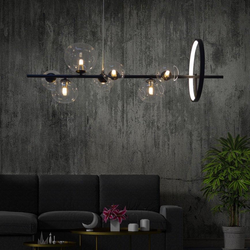 Світлодіодна підвісна люстра HYBRID LED/15W/230V + 7xG9/6W 4000K чорний