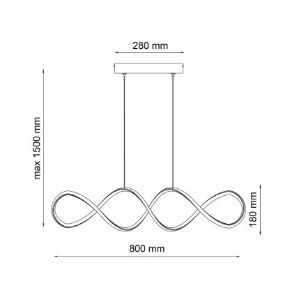 Світлодіодна підвісна люстра INFINITO LED/34W/230V чорний