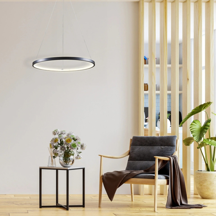 Світлодіодна підвісна люстра LEA LED/20W/230V 4000K діаметр 50 см чорний