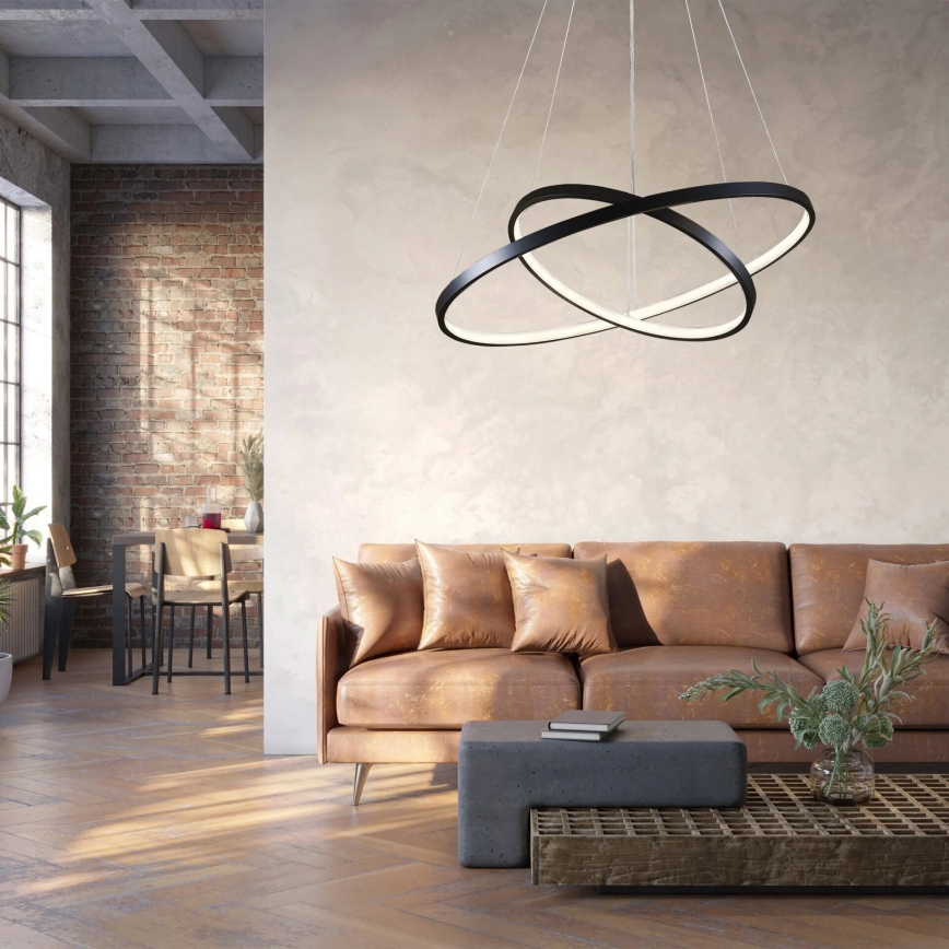 Світлодіодна підвісна люстра LEA LED/35W/230V 4000K діаметр 60 см чорний