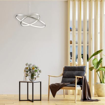 Світлодіодна підвісна люстра LEA LED/35W/230V 4000K діаметр 60 см матовий хром