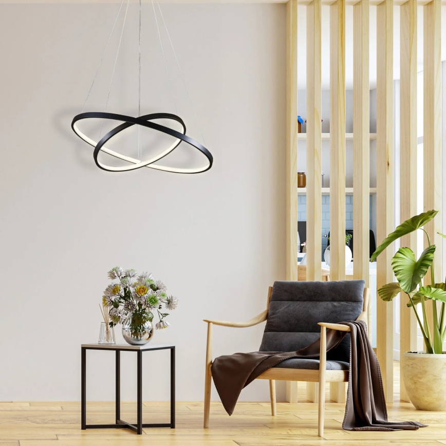 Світлодіодна підвісна люстра LEA LED/35W/230V 4000K діаметр 60 см чорний
