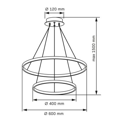 Світлодіодна підвісна люстра LEA LED/35W/230V 4000K діаметр 60 см чорний