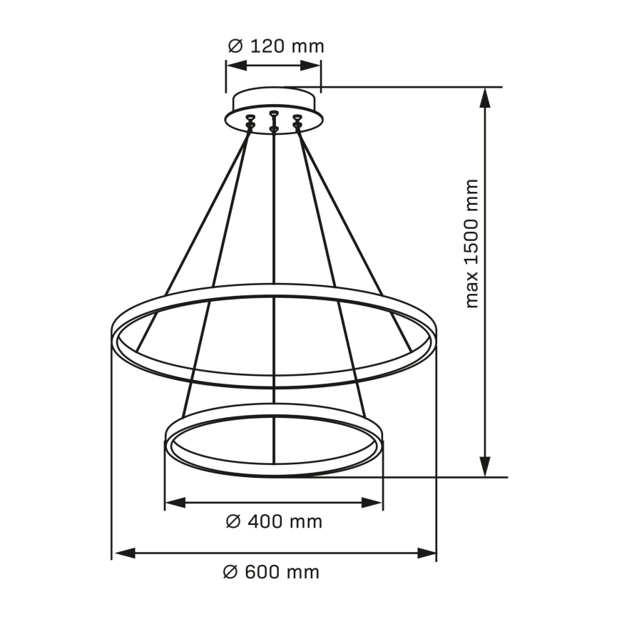 Світлодіодна підвісна люстра LEA LED/35W/230V 4000K діаметр 60 см чорний