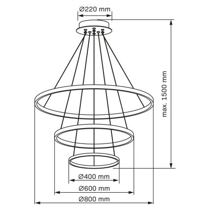 Світлодіодна підвісна люстра LEA LED/60W/230V 4000K діаметр 80 см чорний