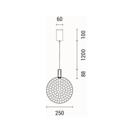 Світлодіодна підвісна люстра LED/10W/230V 3000K глянцевий хром діаметр 35 см