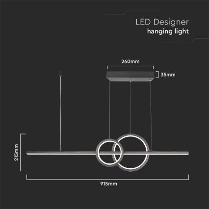 Світлодіодна підвісна люстра LED/15W/230V 4000K чорний