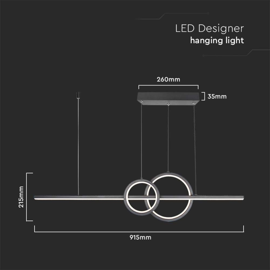 Світлодіодна підвісна люстра LED/15W/230V 4000K чорний