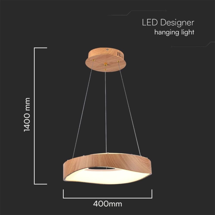Світлодіодна підвісна люстра LED/18W/230V 3000K ø 40 см коричневий