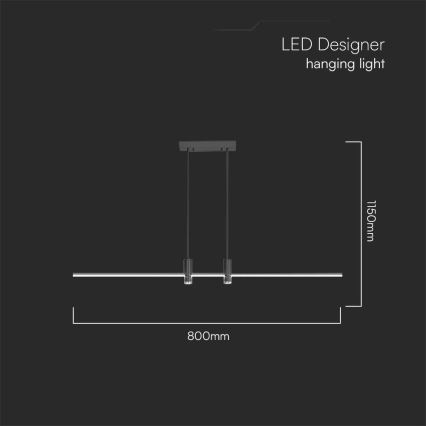 Світлодіодна підвісна люстра LED/19W/230V 4000K чорний