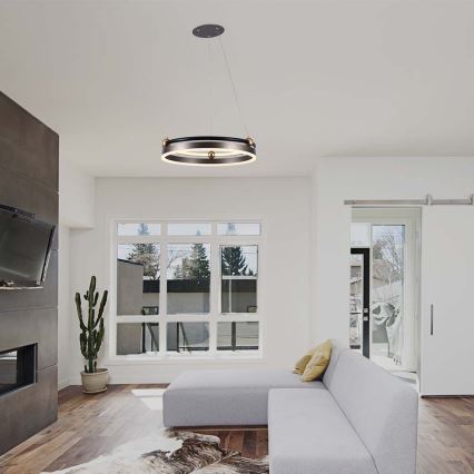 Світлодіодна підвісна люстра LED/20W/230V 3000K діаметр 42 см коричневий