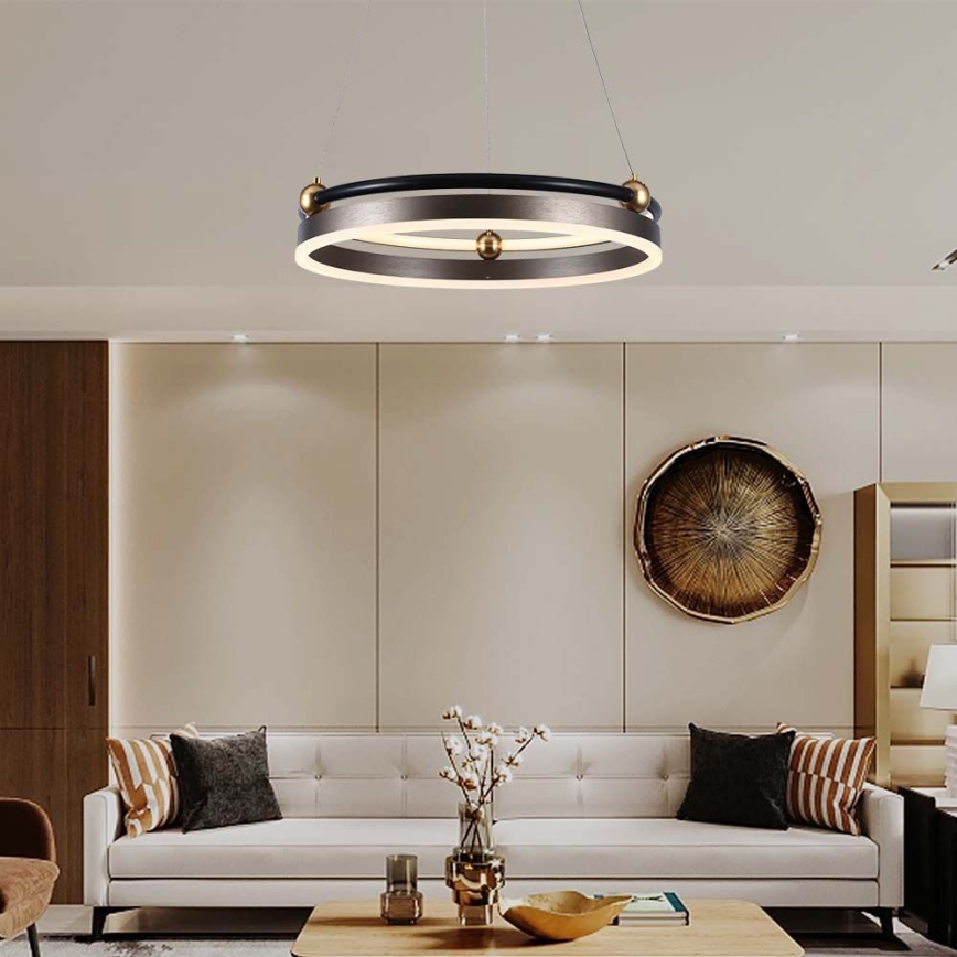Світлодіодна підвісна люстра LED/20W/230V 3000K діаметр 42 см коричневий