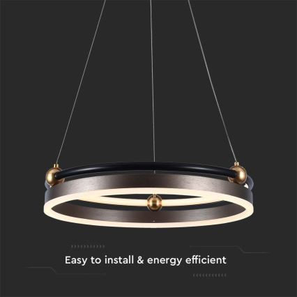 Світлодіодна підвісна люстра LED/20W/230V 3000K діаметр 42 см коричневий