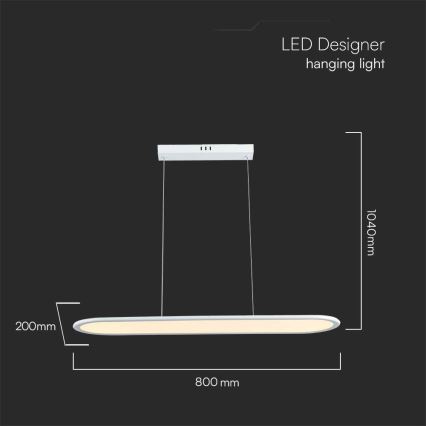 Світлодіодна підвісна люстра LED/24W/230V 3000K білий