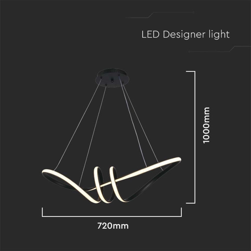 Світлодіодна підвісна люстра LED/24W/230V 3000K чорний