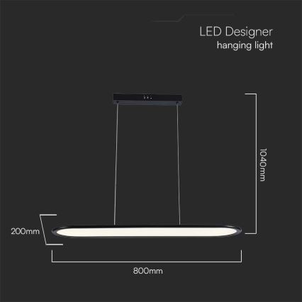 Світлодіодна підвісна люстра LED/24W/230V 4000K чорний