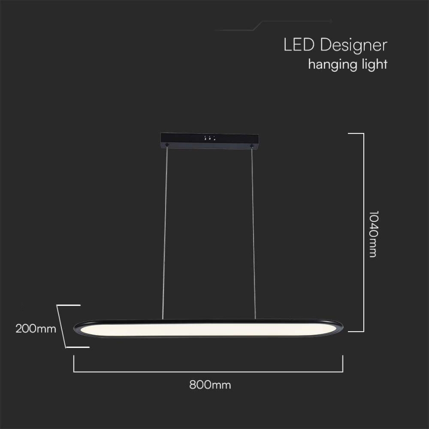 Світлодіодна підвісна люстра LED/24W/230V 4000K чорний