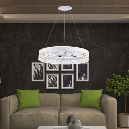 Світлодіодна підвісна люстра LED/25W/230V 3000K діаметр 50 см білий