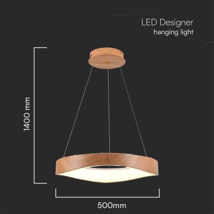 Світлодіодна підвісна люстра LED/25W/230V 3000K ø 50 см коричневий