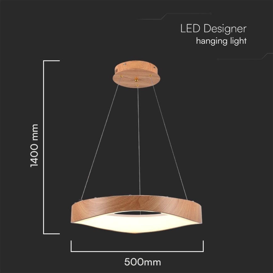Світлодіодна підвісна люстра LED/25W/230V 3000K ø 50 см коричневий