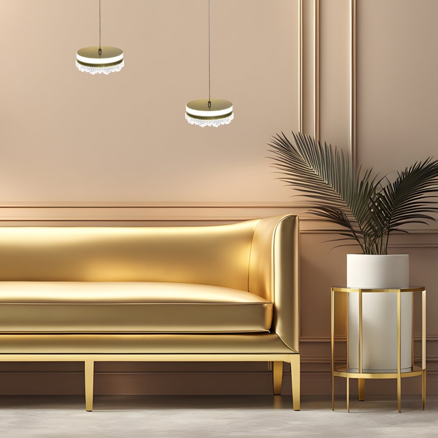 Світлодіодна підвісна люстра LED/25W/230V діаметр 20 см золотий