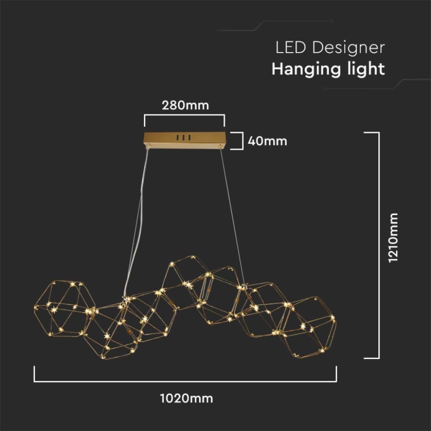 Світлодіодна підвісна люстра LED/28W/230V 3000K золотий