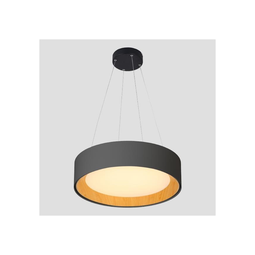 Світлодіодна підвісна люстра LED/30W/230V 3000K діаметр 45 см чорний/дуб