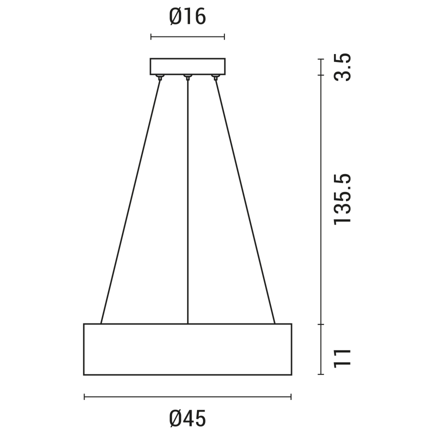 Світлодіодна підвісна люстра LED/30W/230V 3000K діаметр 45 см чорний