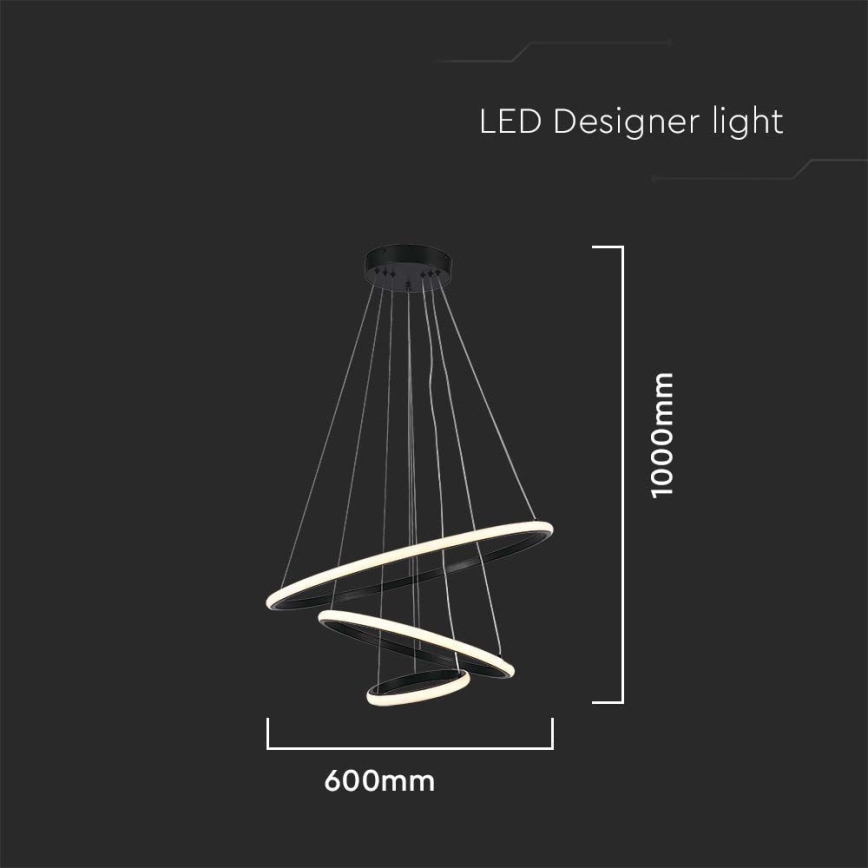 Світлодіодна підвісна люстра LED/32W/230V 3000K чорний