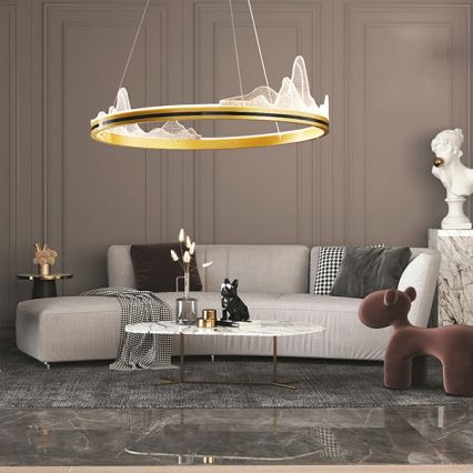 Світлодіодна підвісна люстра LED/35W/230V 3000K золотий