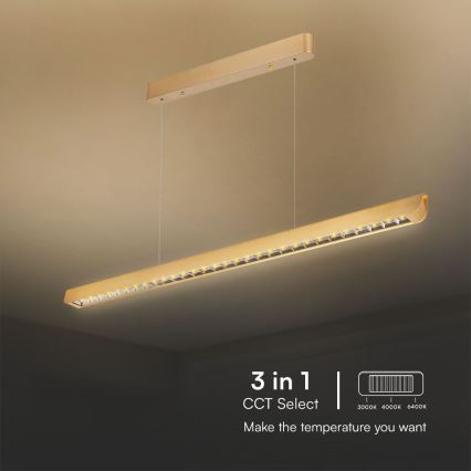 Світлодіодна підвісна люстра LED/36W/230V 3000/4000/6400K золотий