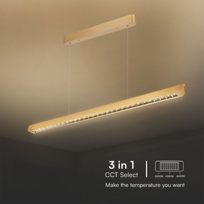 Світлодіодна підвісна люстра LED/36W/230V 3000/4000/6400K золотий