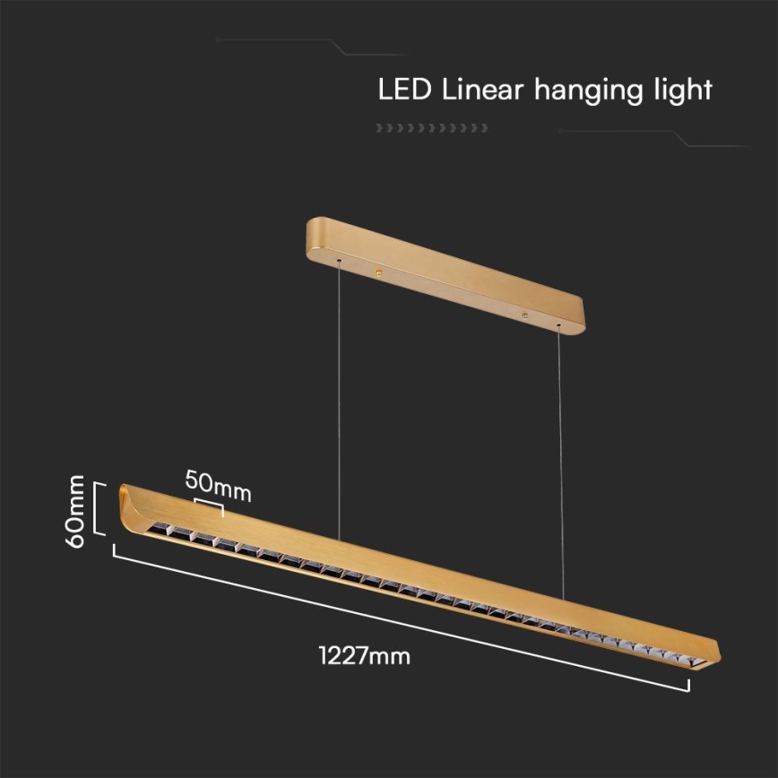 Світлодіодна підвісна люстра LED/36W/230V 3000/4000/6400K золотий