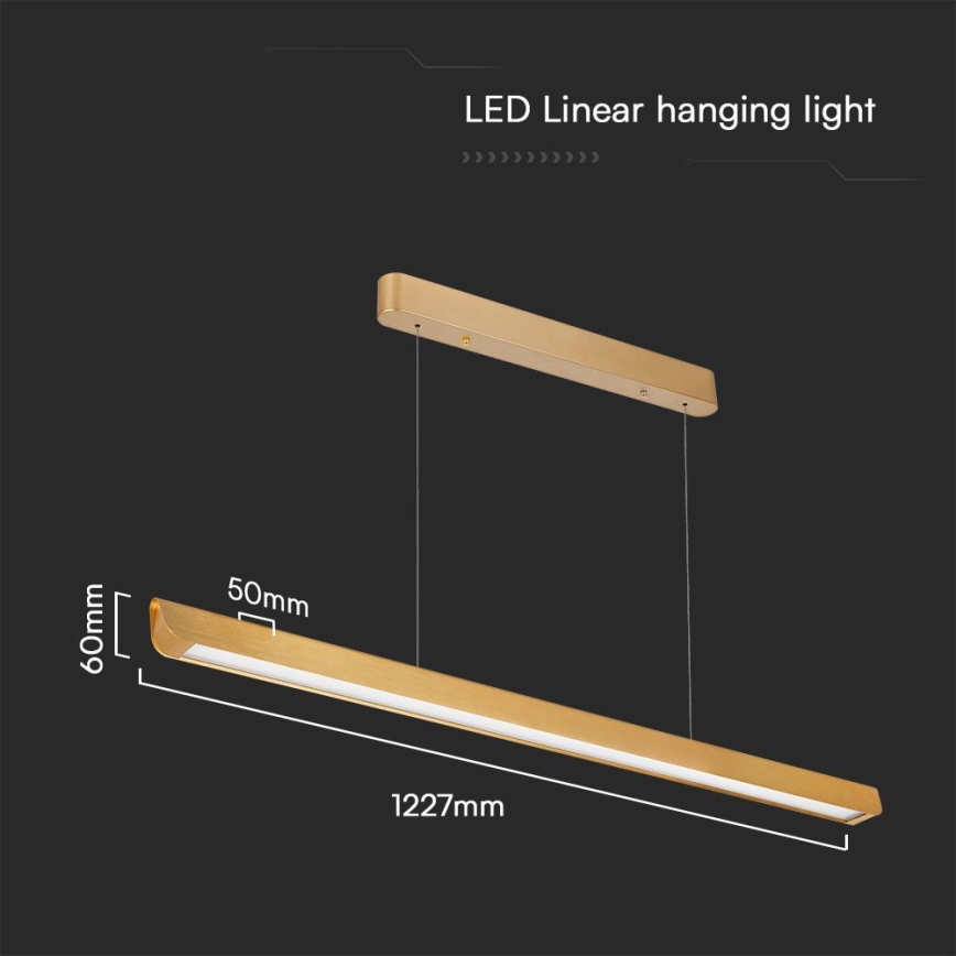 Світлодіодна підвісна люстра LED/36W/230V 3000/4000/6400K золотий