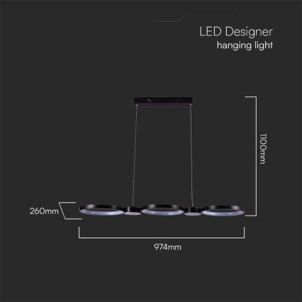 Світлодіодна підвісна люстра LED/38W/230V 4000K чорний