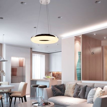 Світлодіодна підвісна люстра LED/40W/230V 3000K діаметр 40 см глянцевий хром