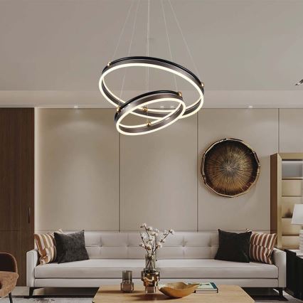 Світлодіодна підвісна люстра LED/50W/230V 3000K діаметр 62 см коричневий