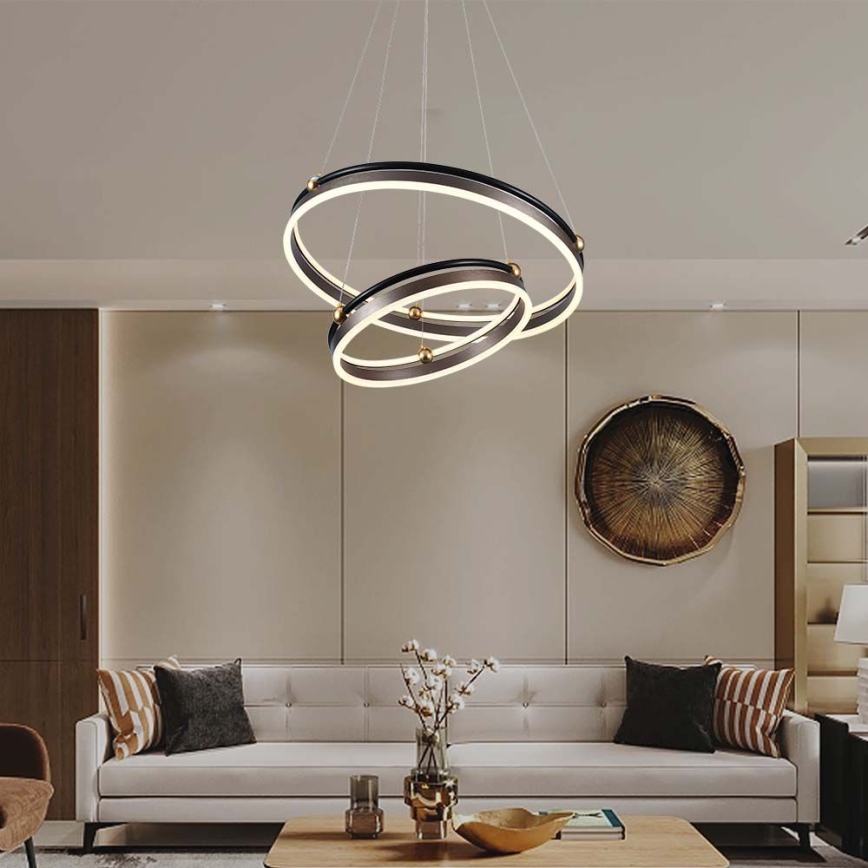 Світлодіодна підвісна люстра LED/50W/230V 3000K діаметр 62 см коричневий