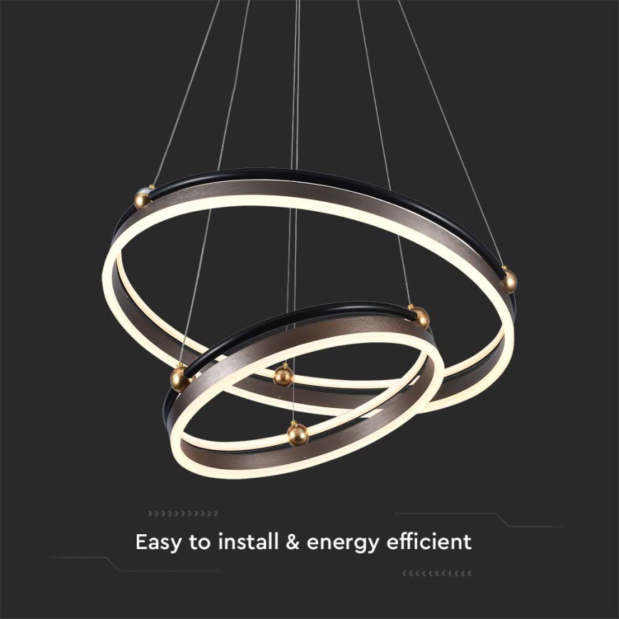 Світлодіодна підвісна люстра LED/50W/230V 3000K діаметр 62 см коричневий
