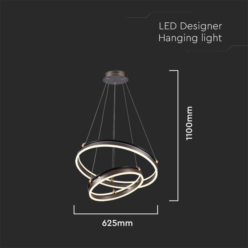 Світлодіодна підвісна люстра LED/50W/230V 3000K діаметр 62 см коричневий