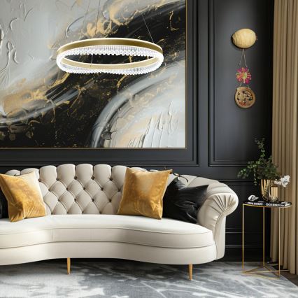 Світлодіодна підвісна люстра LED/52W/230V діаметр 60 см золотий