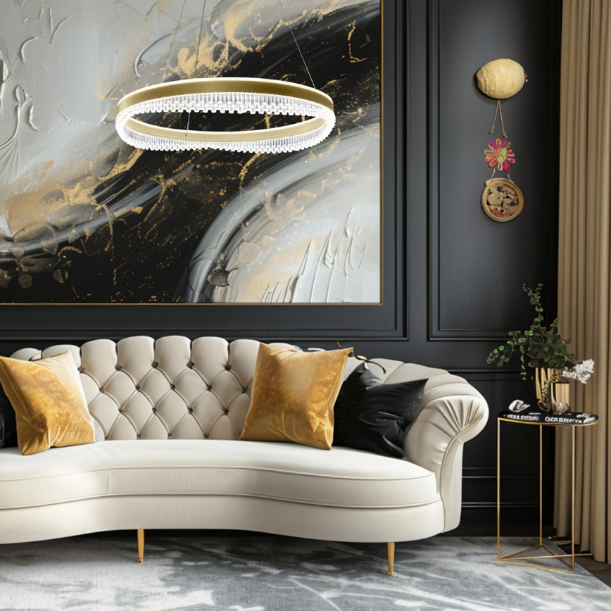 Світлодіодна підвісна люстра LED/52W/230V діаметр 60 см золотий