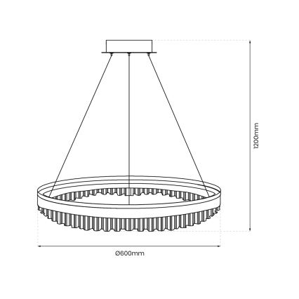 Світлодіодна підвісна люстра LED/52W/230V діаметр 60 см золотий