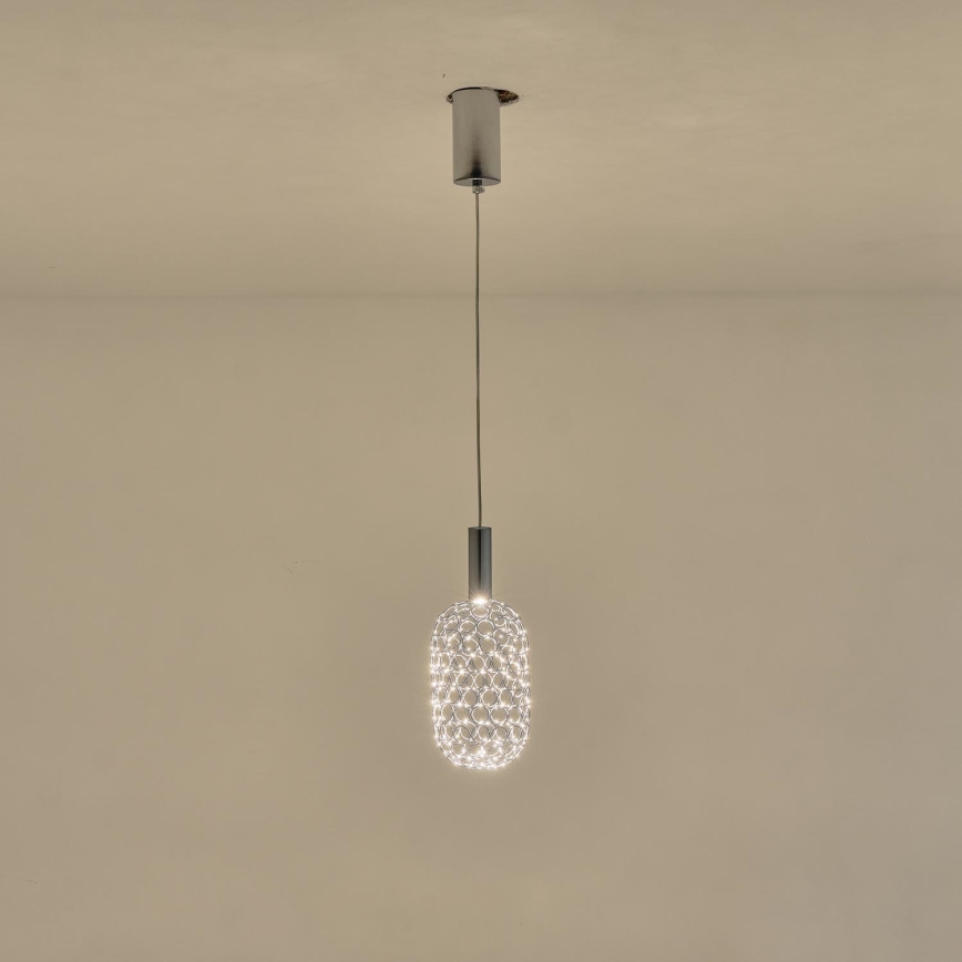 Світлодіодна підвісна люстра LED/6,3W/230V 3000K глянцевий хром діаметр 20 см